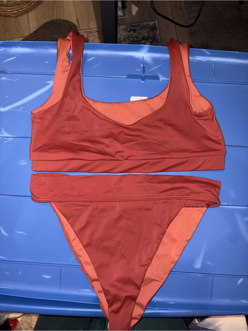 Women’s Reversible Tribe Kelley Two-Piece Scoop Bikini in Rust Orange